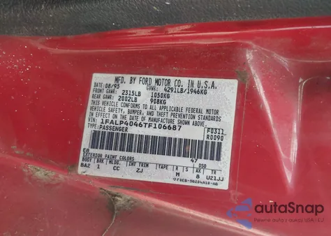 1996 Ford Mustang из США, поврежденный, VIN 1FALP4046TF106687